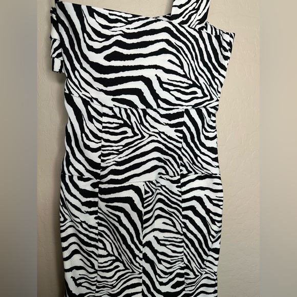 Zebra Print One Shoulder Cocktail Dress, size S - Picture 6 of 15